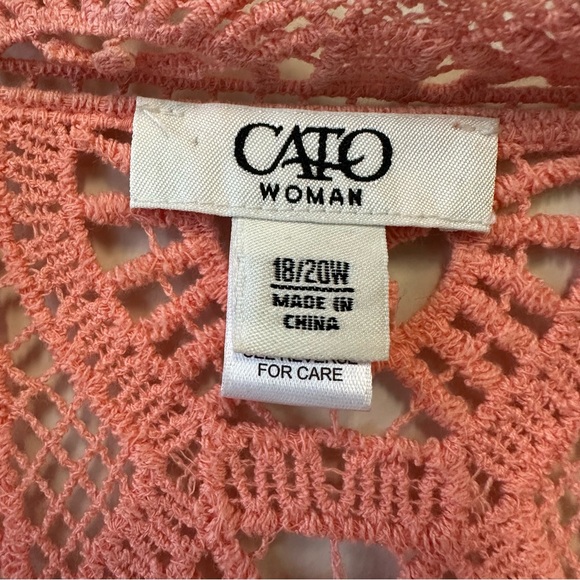 Boho Festival Coral Crochet Lace Open-Front Vest - Picture 4 of 9